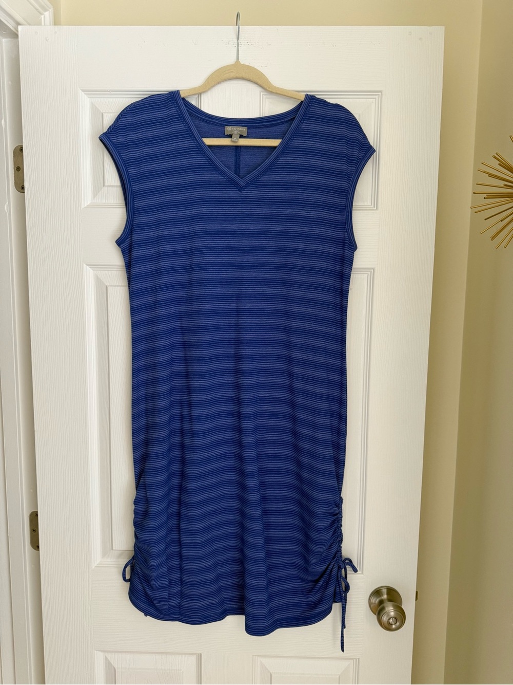 Talbots Blue Striped V-Neck Casual Dress
